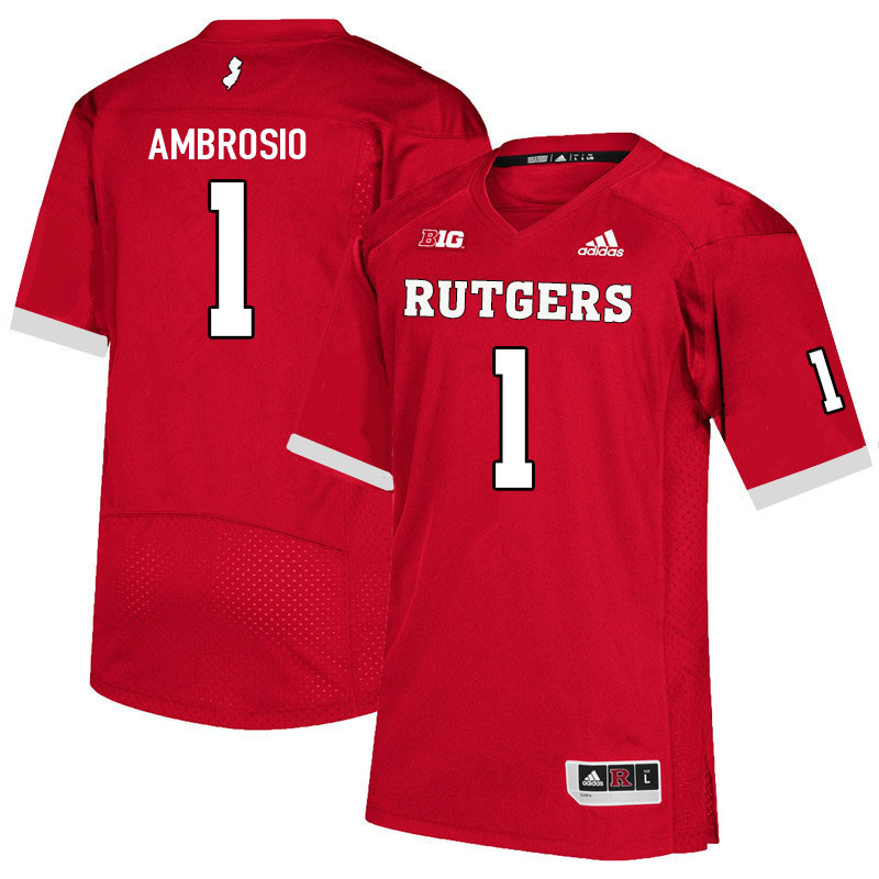 Men #1 Valentino Ambrosio Rutgers Scarlet Knights College Football Jerseys Sale-Scarlet